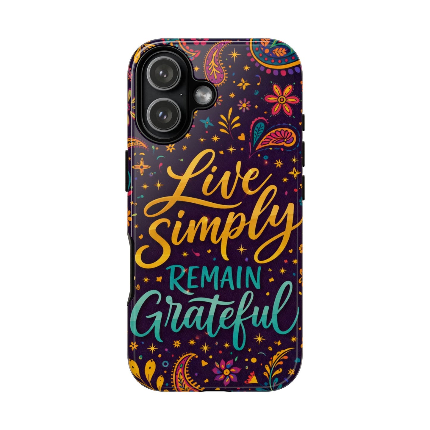 "Live Simply Remain Grateful" Floral Paisley Protective Cover Phone Case