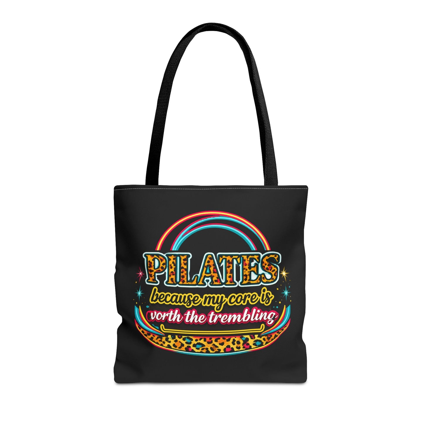 Pilates because my core is worth the trembling" Leopard Retro Design Pilates Tote Bag