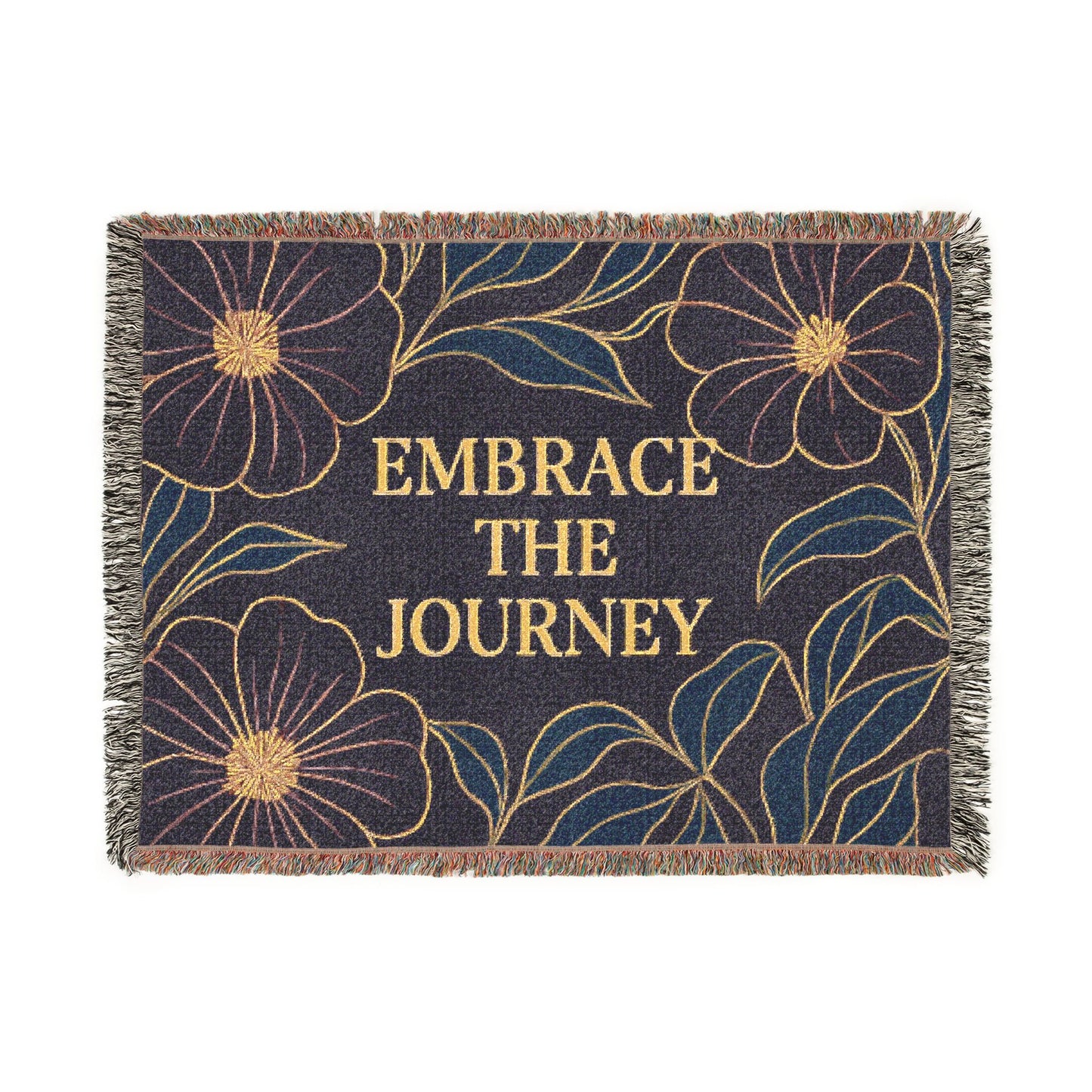 Embrace The Journey Woven Blanket — Floral Inspirational Throw