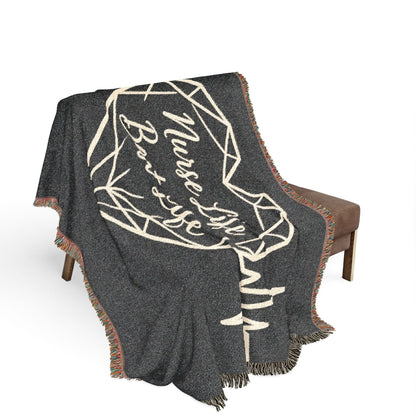 Nurse Life Best Life Woven Blanket — Heartbeat ECG Nurse Throw