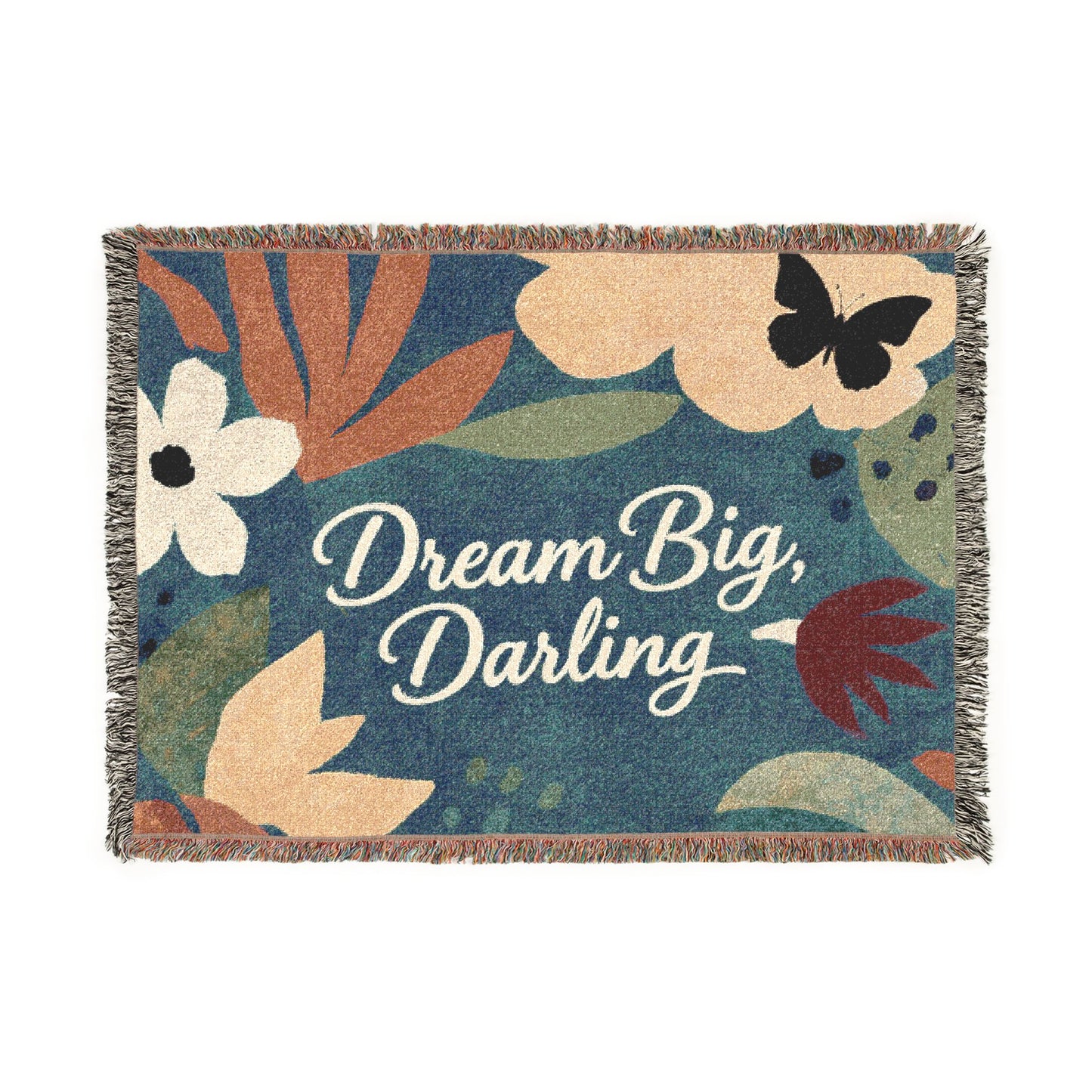 Dream Big, Darling Woven Blanket — Floral Boho Throw for Bedroom & Gift