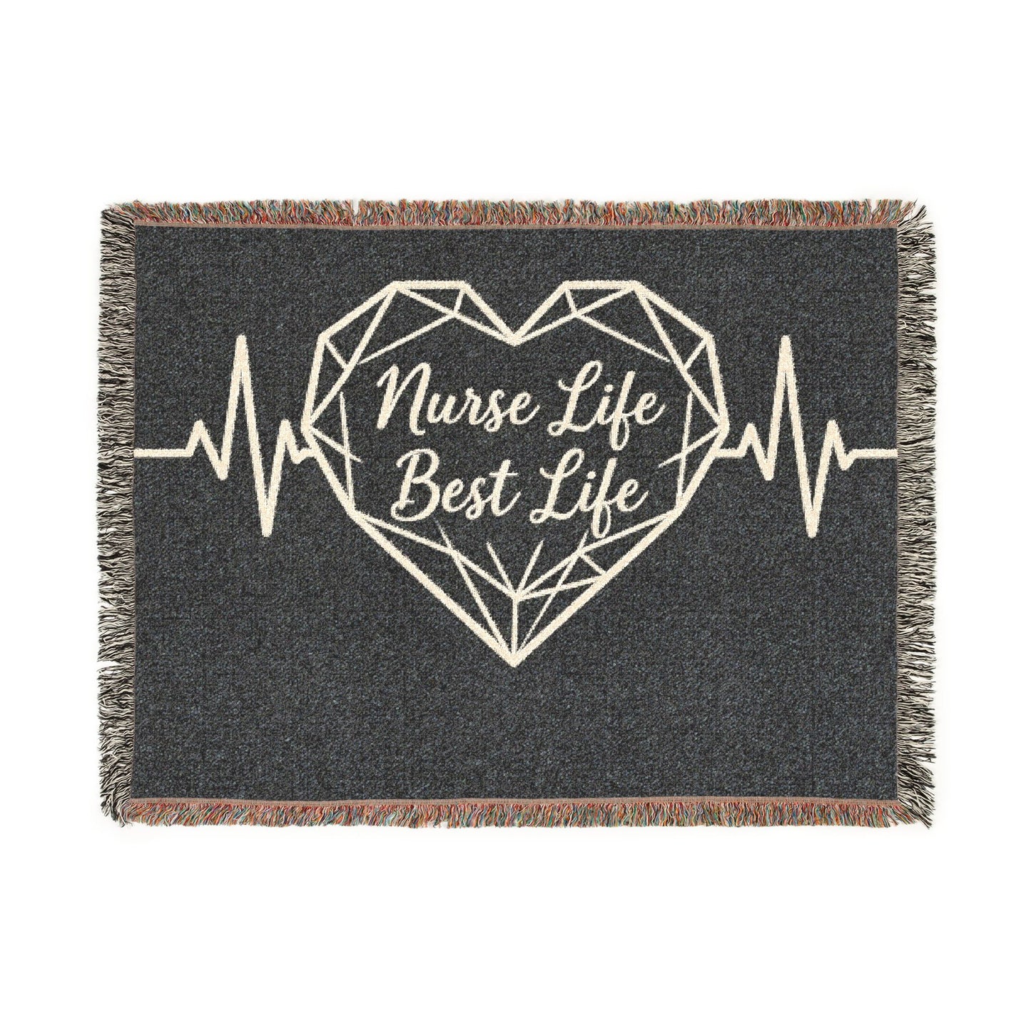 Nurse Life Best Life Woven Blanket — Heartbeat ECG Nurse Throw