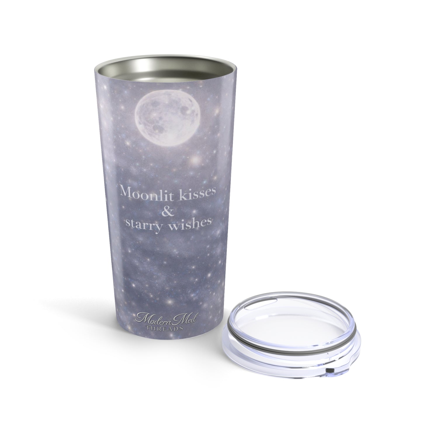 20oz Moonlit Quote Tumbler — “Moonlit kisses & starry wishes” Stainless Travel Cup
