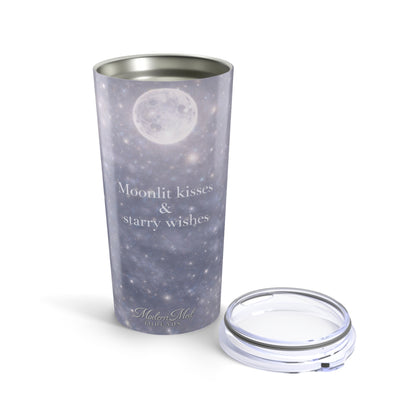 20oz Moonlit Quote Tumbler — “Moonlit kisses & starry wishes” Stainless Travel Cup