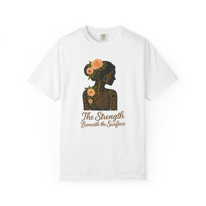 Leopard Floral Graphic T-shirt, Strength Beneath, Unisex Top