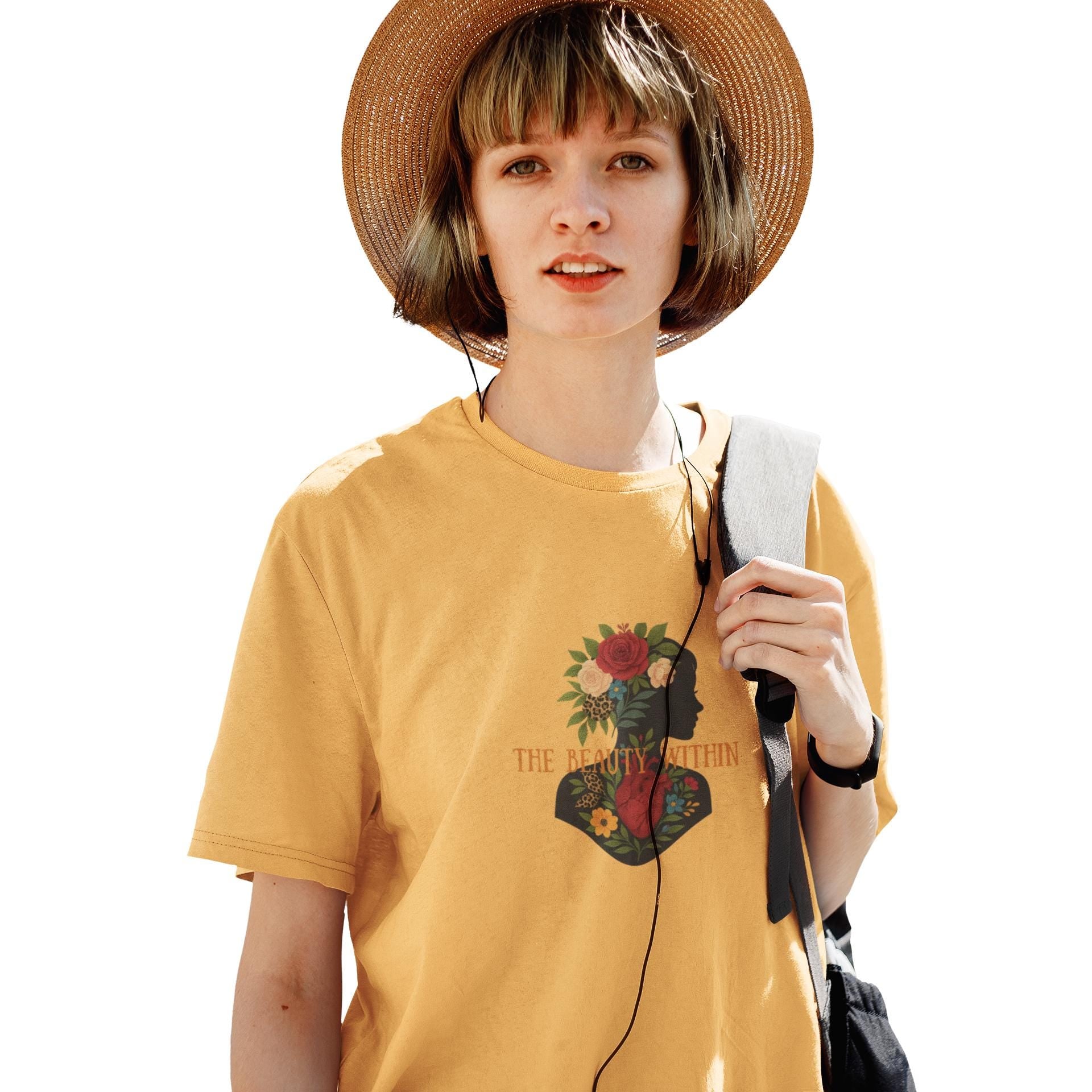 Floral Silhouette Graphic T-Shirt, Unisex Fashion Tee