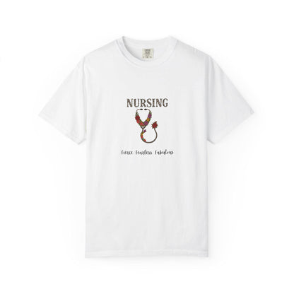 Nursing Floral T-Shirt, Unisex Garment-Dyed Tee for Nurses, Nursing Gifts, Healthcare Worker Apparel, Floral Design Top