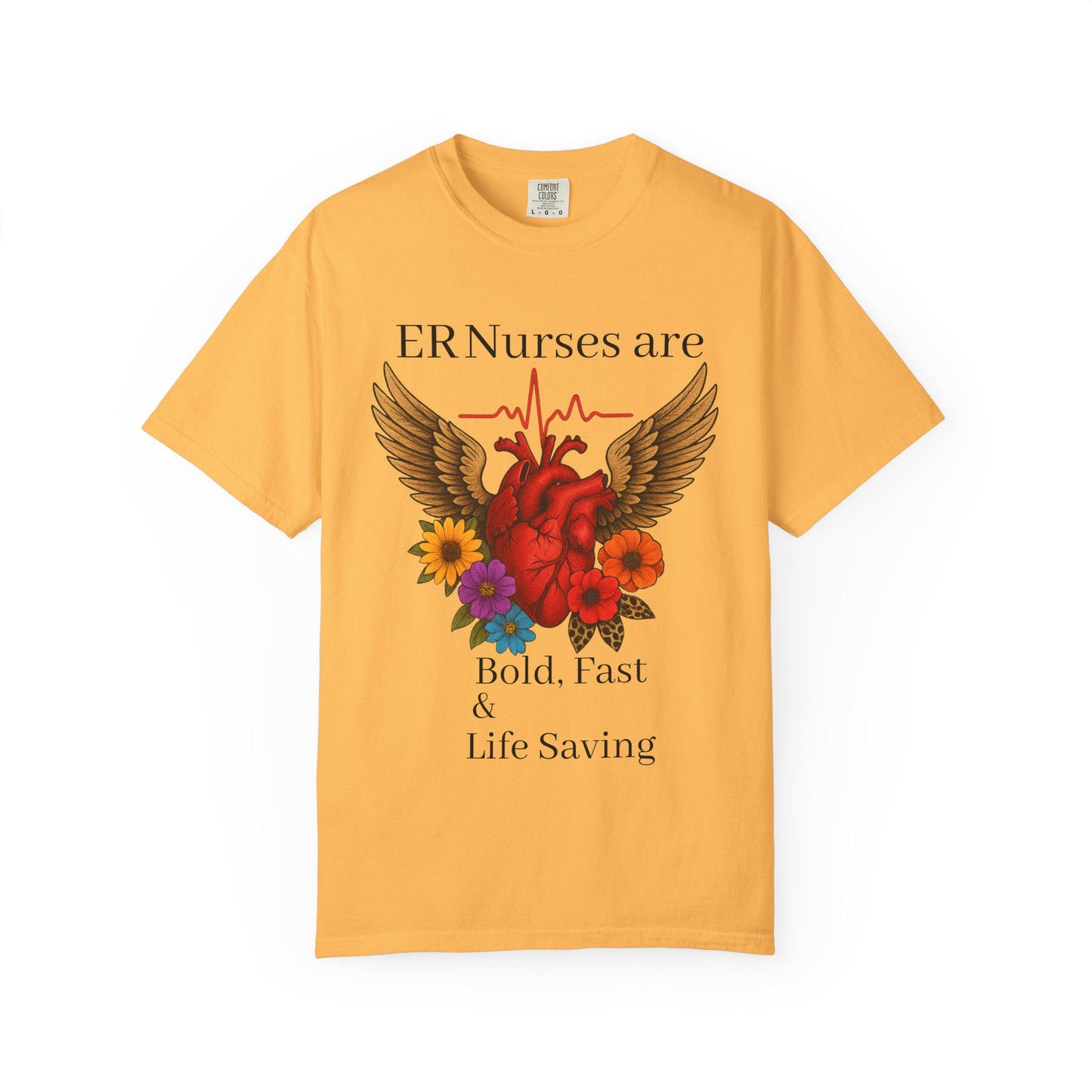 ER Nurse Floral Heart Graphic Tee, Unisex Cotton T-Shirt