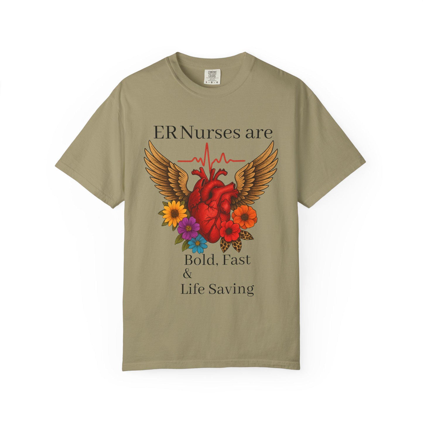 ER Nurse Floral Heart Graphic Tee, Unisex Cotton T-Shirt