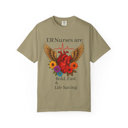 ER Nurse Floral Heart Graphic Tee, Unisex Cotton T-Shirt