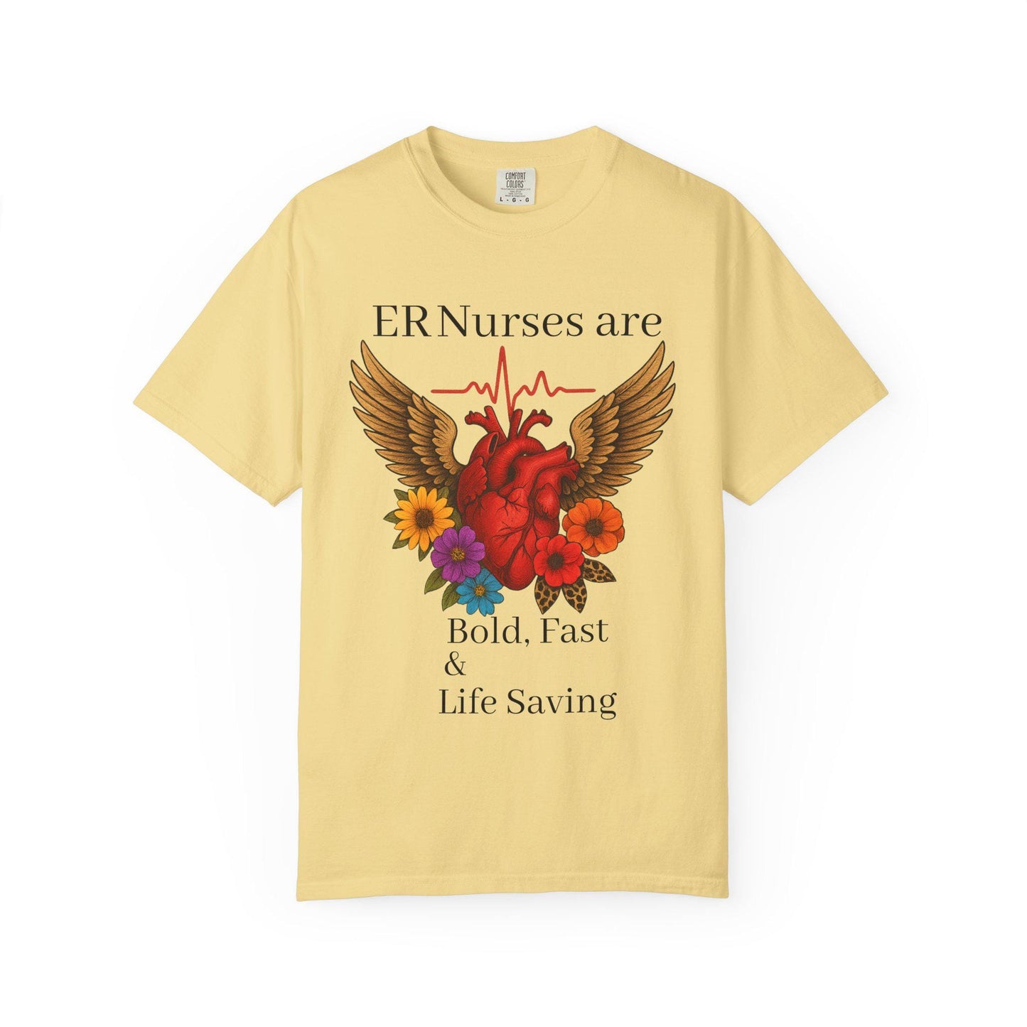 ER Nurse Floral Heart Graphic Tee, Unisex Cotton T-Shirt