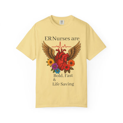 ER Nurse Floral Heart Graphic Tee, Unisex Cotton T-Shirt