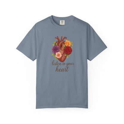 Floral Heart Graphic T-Shirt, Inspirational Unisex Tee