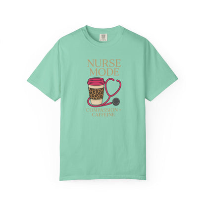 Nurse Mode T-Shirt, Compassion Caffeine Design, Unisex Healthcare Tee