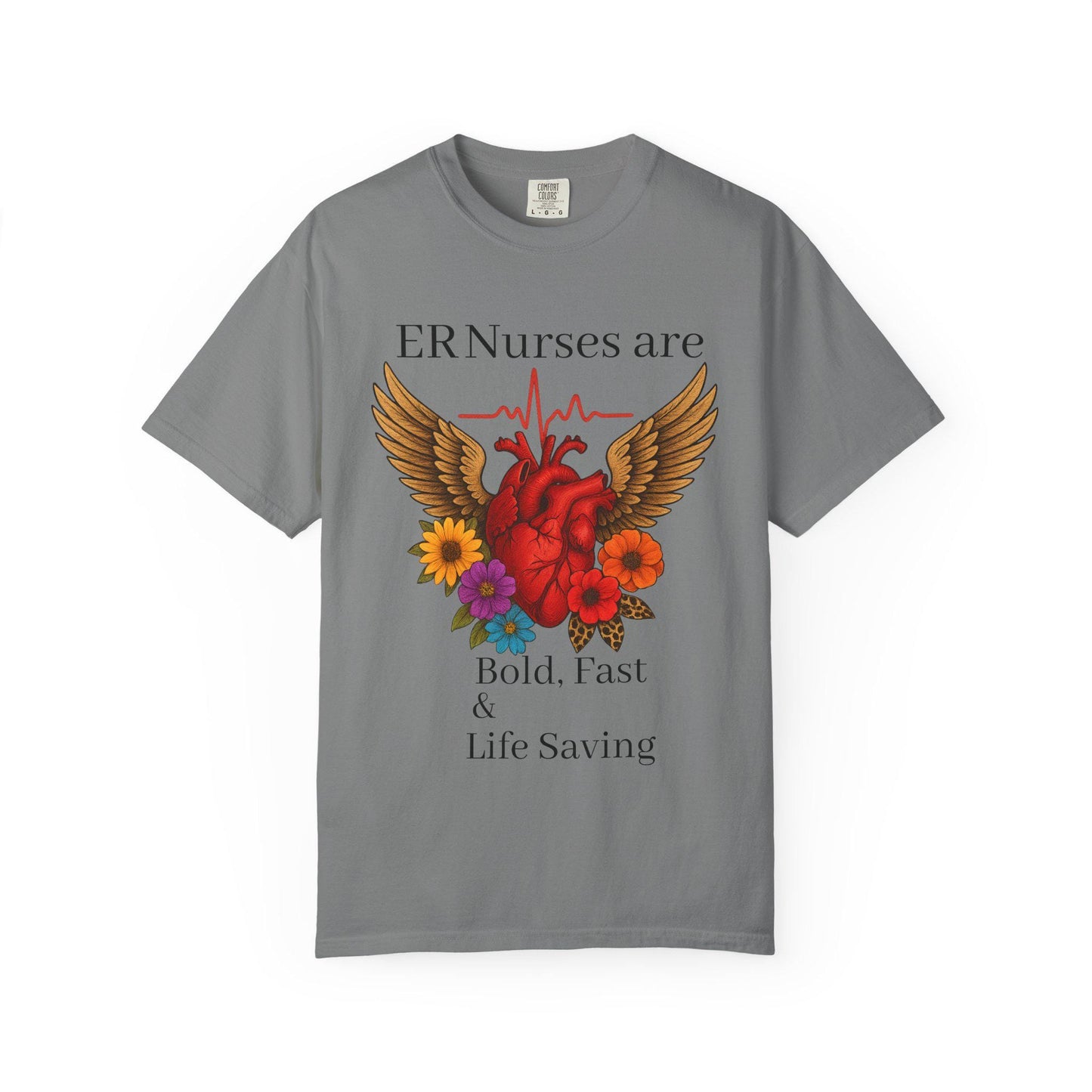 ER Nurse Floral Heart Graphic Tee, Unisex Cotton T-Shirt