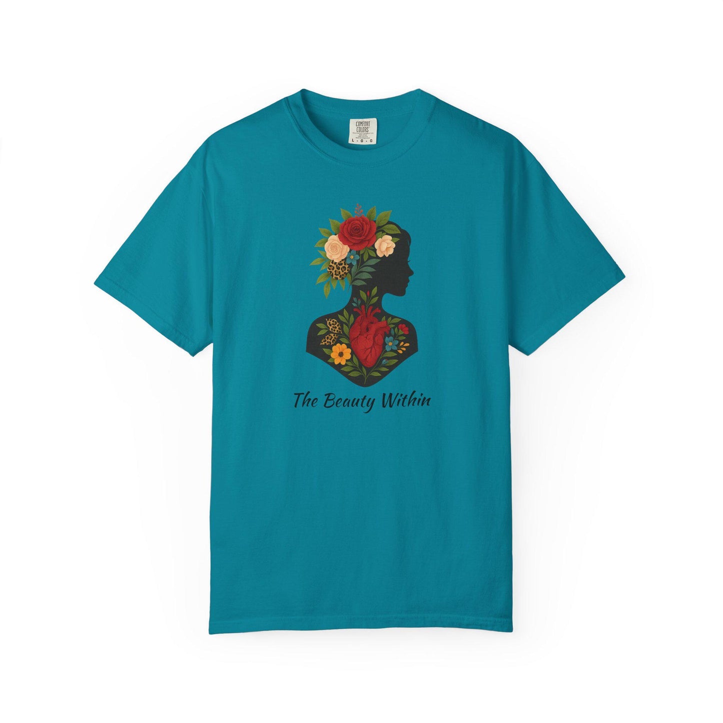 Floral Silhouette Garment-Dyed T-Shirt, The Beauty Within Quote