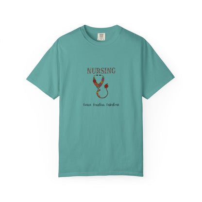 Nursing Floral T-Shirt, Unisex Garment-Dyed Tee for Nurses, Nursing Gifts, Healthcare Worker Apparel, Floral Design Top