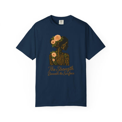 Leopard Floral Graphic T-shirt, Strength Beneath, Unisex Top