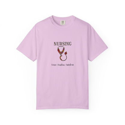Nursing Floral T-Shirt, Unisex Garment-Dyed Tee for Nurses, Nursing Gifts, Healthcare Worker Apparel, Floral Design Top