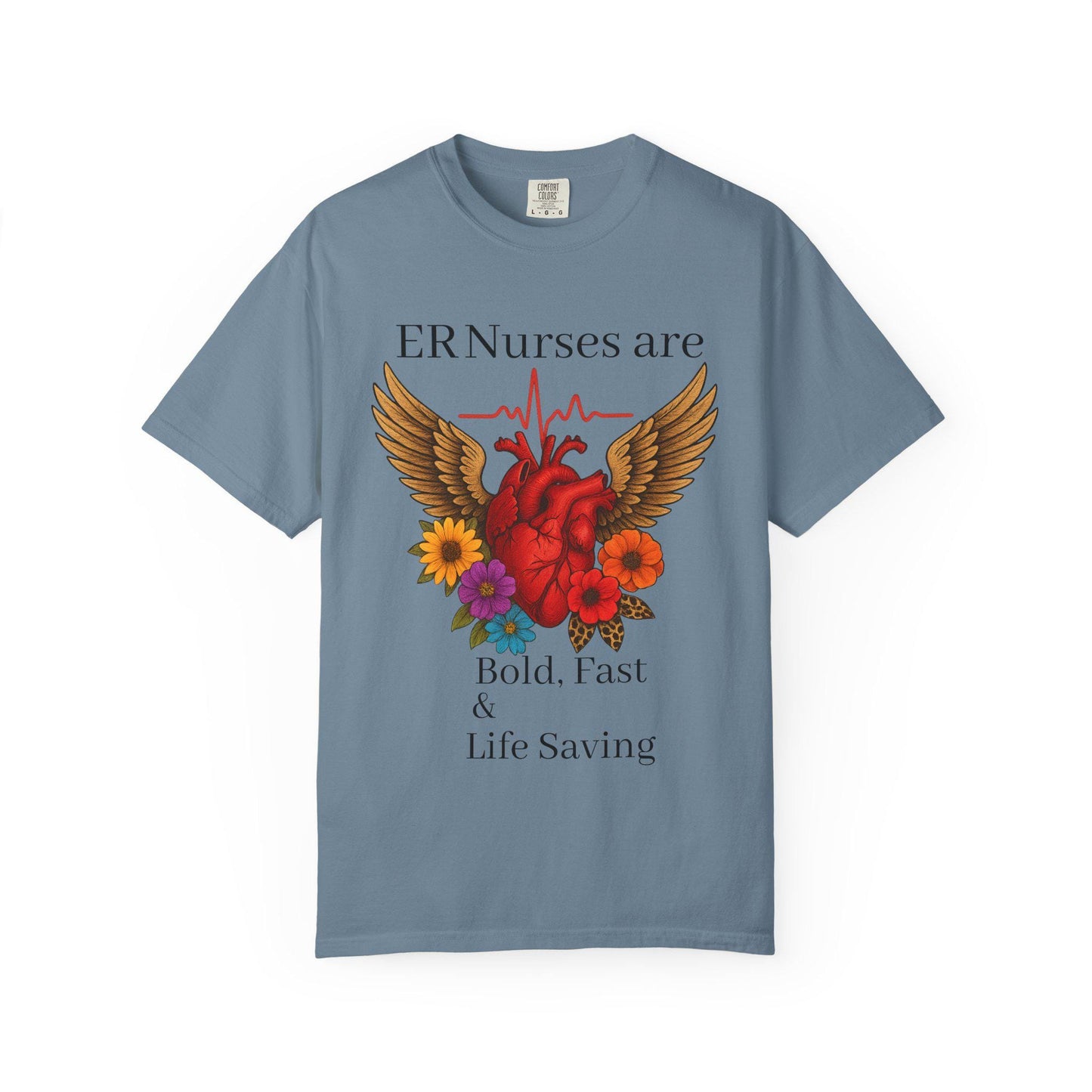 ER Nurse Floral Heart Graphic Tee, Unisex Cotton T-Shirt