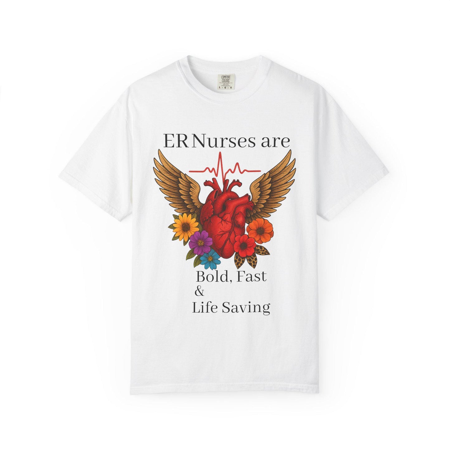 ER Nurse Floral Heart Graphic Tee, Unisex Cotton T-Shirt