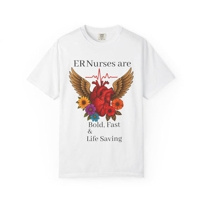ER Nurse Floral Heart Graphic Tee, Unisex Cotton T-Shirt