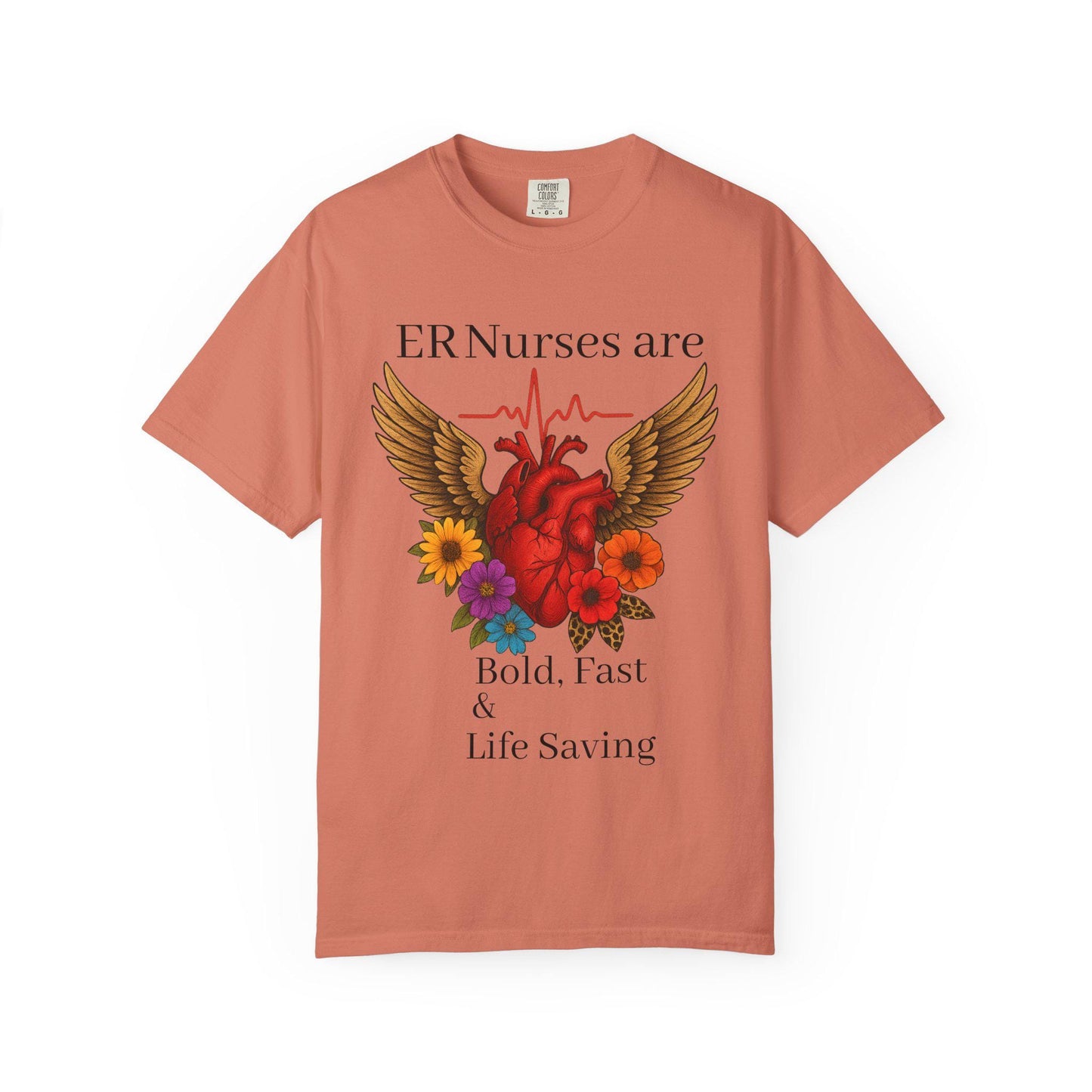 ER Nurse Floral Heart Graphic Tee, Unisex Cotton T-Shirt