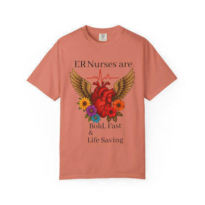 ER Nurse Floral Heart Graphic Tee, Unisex Cotton T-Shirt