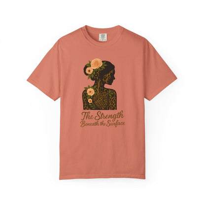 Leopard Floral Graphic T-shirt, Strength Beneath, Unisex Top