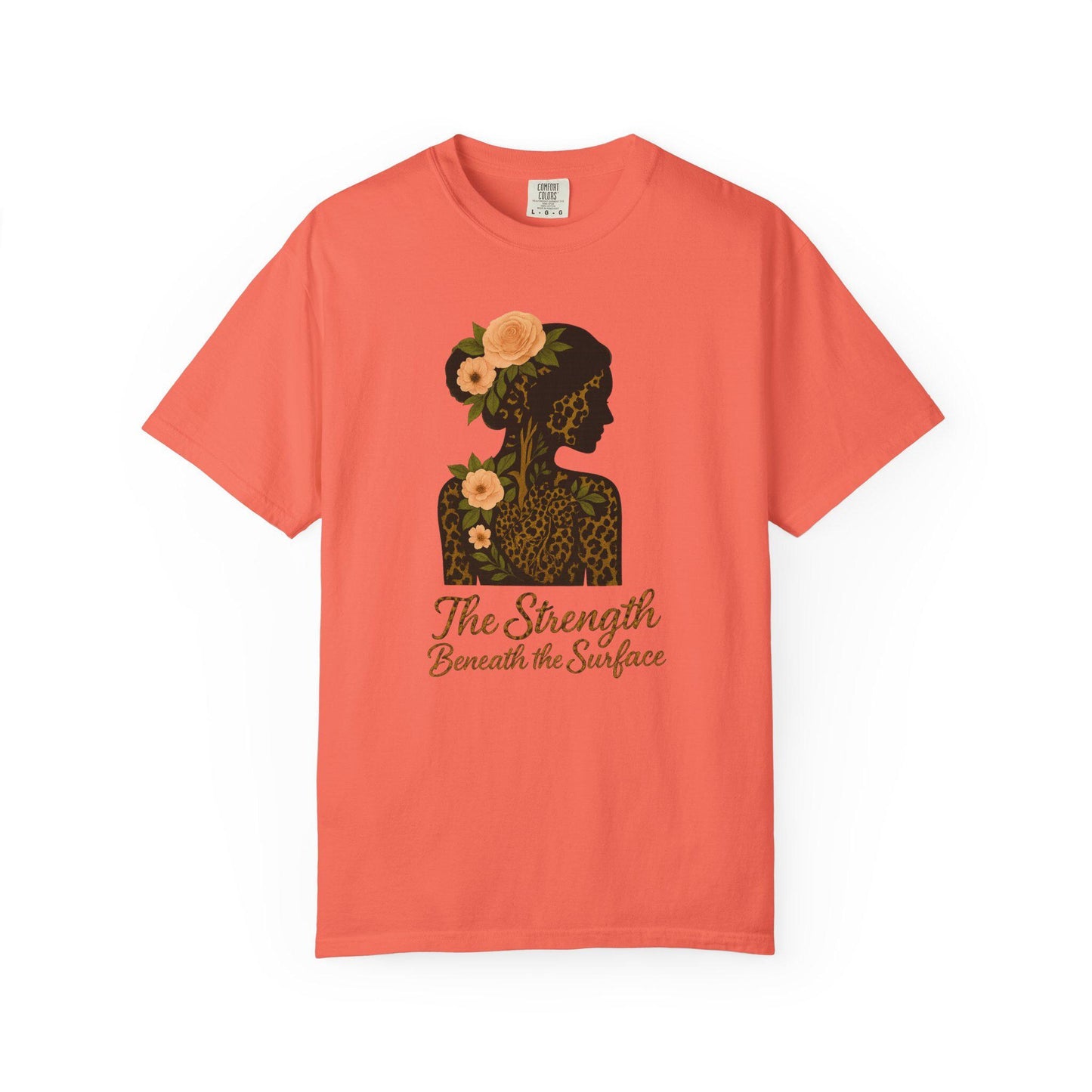 Leopard Floral Graphic T-shirt, Strength Beneath, Unisex Top