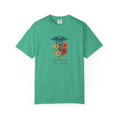 Floral ER Nurse T-Shirt, Unisex Healthcare Apparel