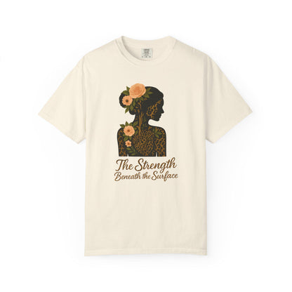 Leopard Floral Graphic T-shirt, Strength Beneath, Unisex Top
