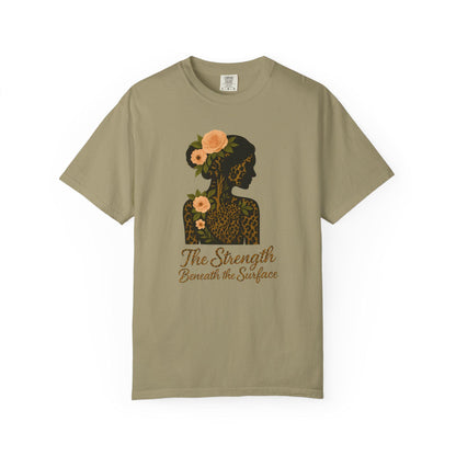Leopard Floral Graphic T-shirt, Strength Beneath, Unisex Top