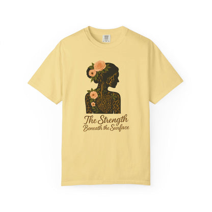 Leopard Floral Graphic T-shirt, Strength Beneath, Unisex Top