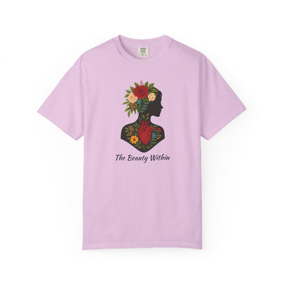 Floral Silhouette Garment-Dyed T-Shirt, The Beauty Within Quote