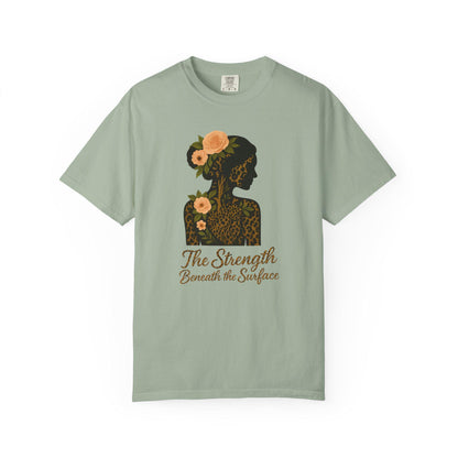 Leopard Floral Graphic T-shirt, Strength Beneath, Unisex Top
