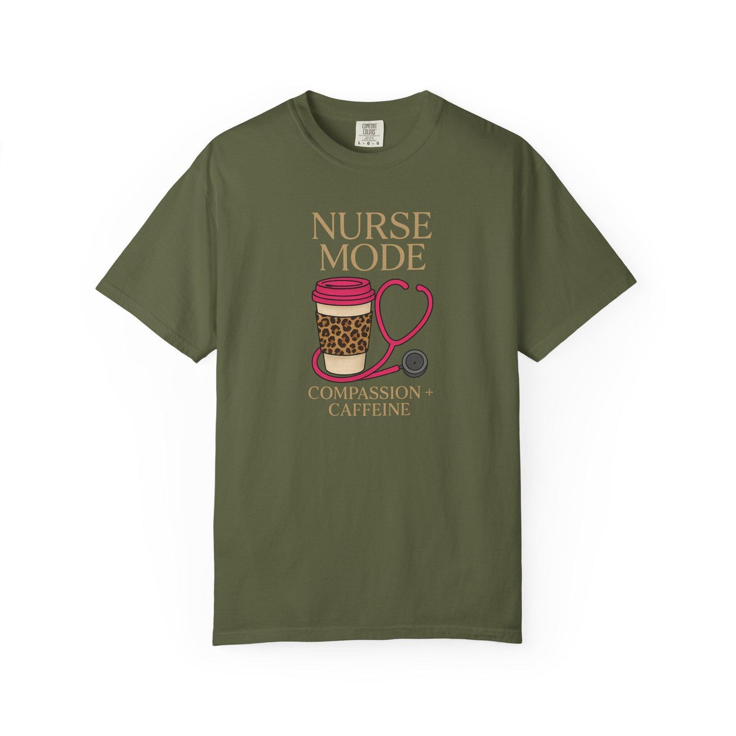 Nurse Mode T-Shirt, Compassion Caffeine Design, Unisex Healthcare Tee