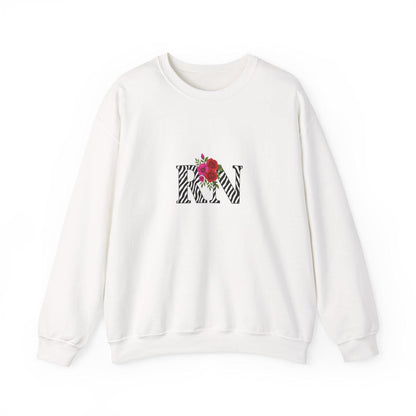 Floral Monogram Crewneck Sweatshirt, Personalized Gift, Casual Wear, Cozy Fashion, Spring Outfit, Birthday Gift