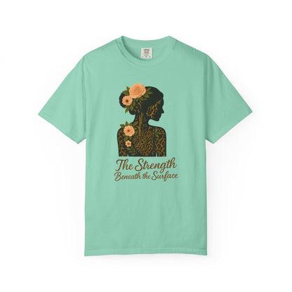 Leopard Floral Graphic T-shirt, Strength Beneath, Unisex Top