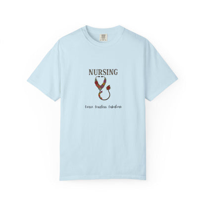 Nursing Floral T-Shirt, Unisex Garment-Dyed Tee for Nurses, Nursing Gifts, Healthcare Worker Apparel, Floral Design Top