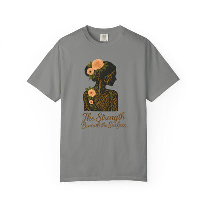 Leopard Floral Graphic T-shirt, Strength Beneath, Unisex Top