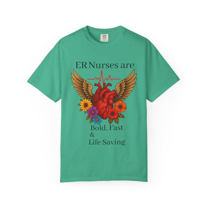 ER Nurse Floral Heart Graphic Tee, Unisex Cotton T-Shirt