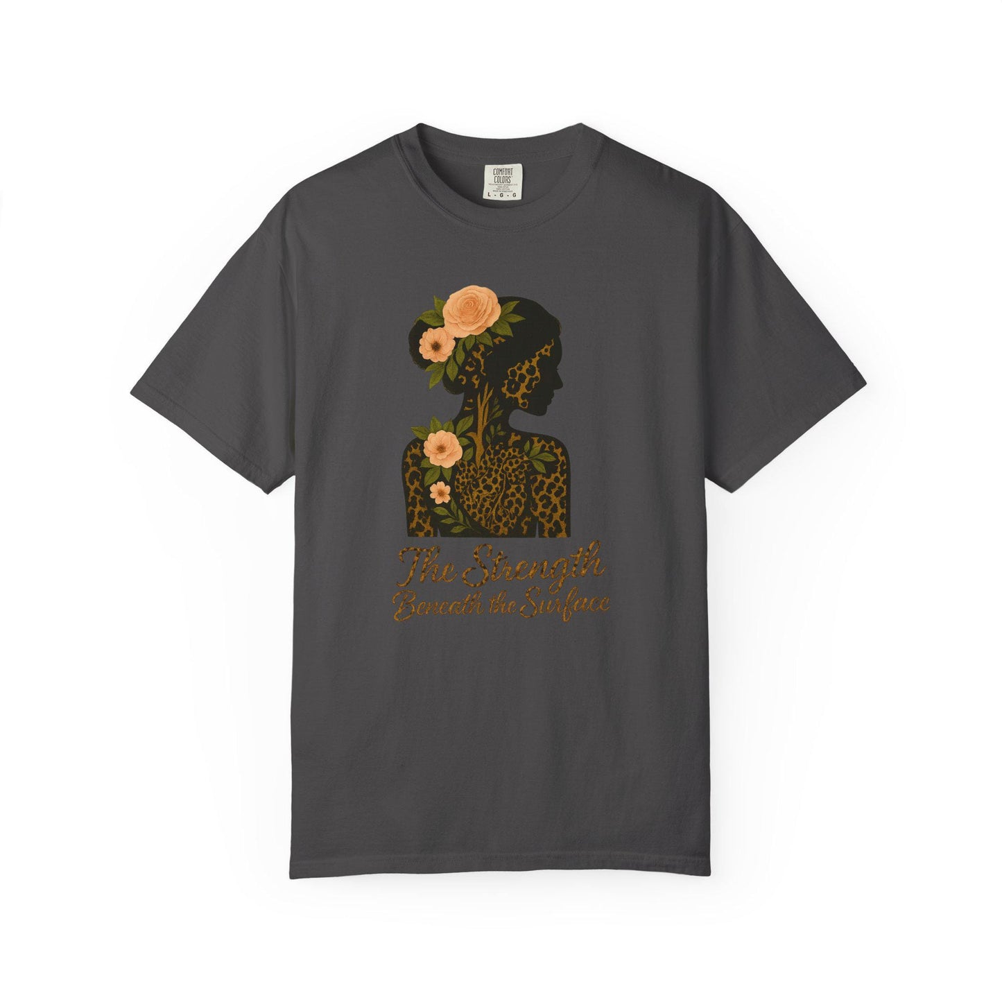 Leopard Floral Graphic T-shirt, Strength Beneath, Unisex Top