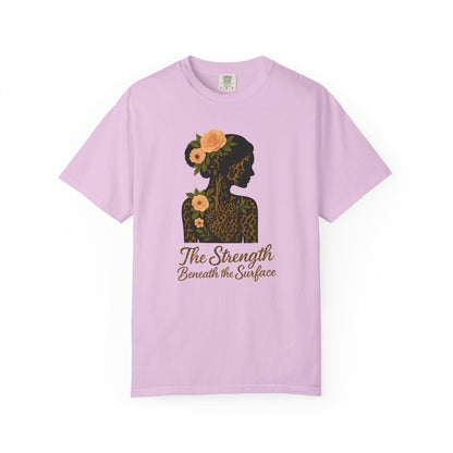 Leopard Floral Graphic T-shirt, Strength Beneath, Unisex Top