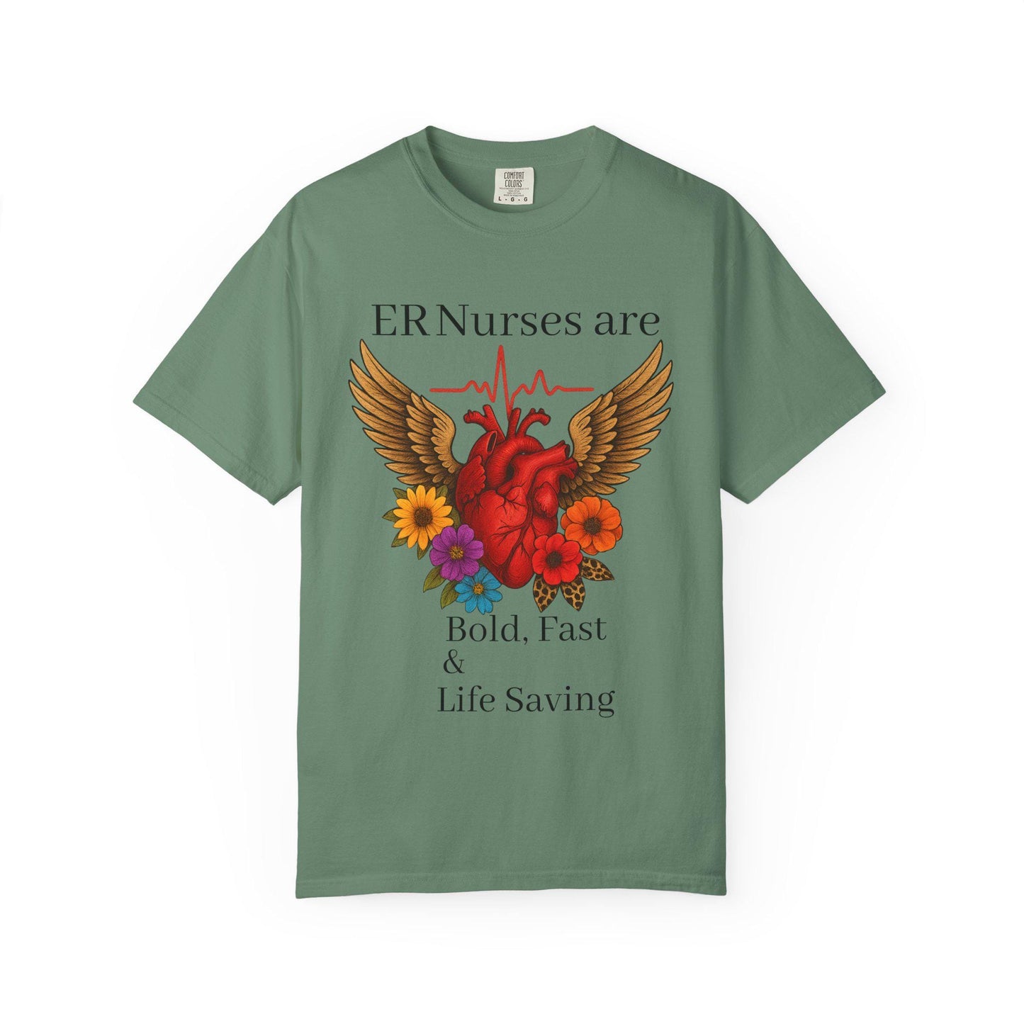 ER Nurse Floral Heart Graphic Tee, Unisex Cotton T-Shirt