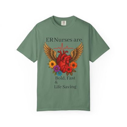 ER Nurse Floral Heart Graphic Tee, Unisex Cotton T-Shirt