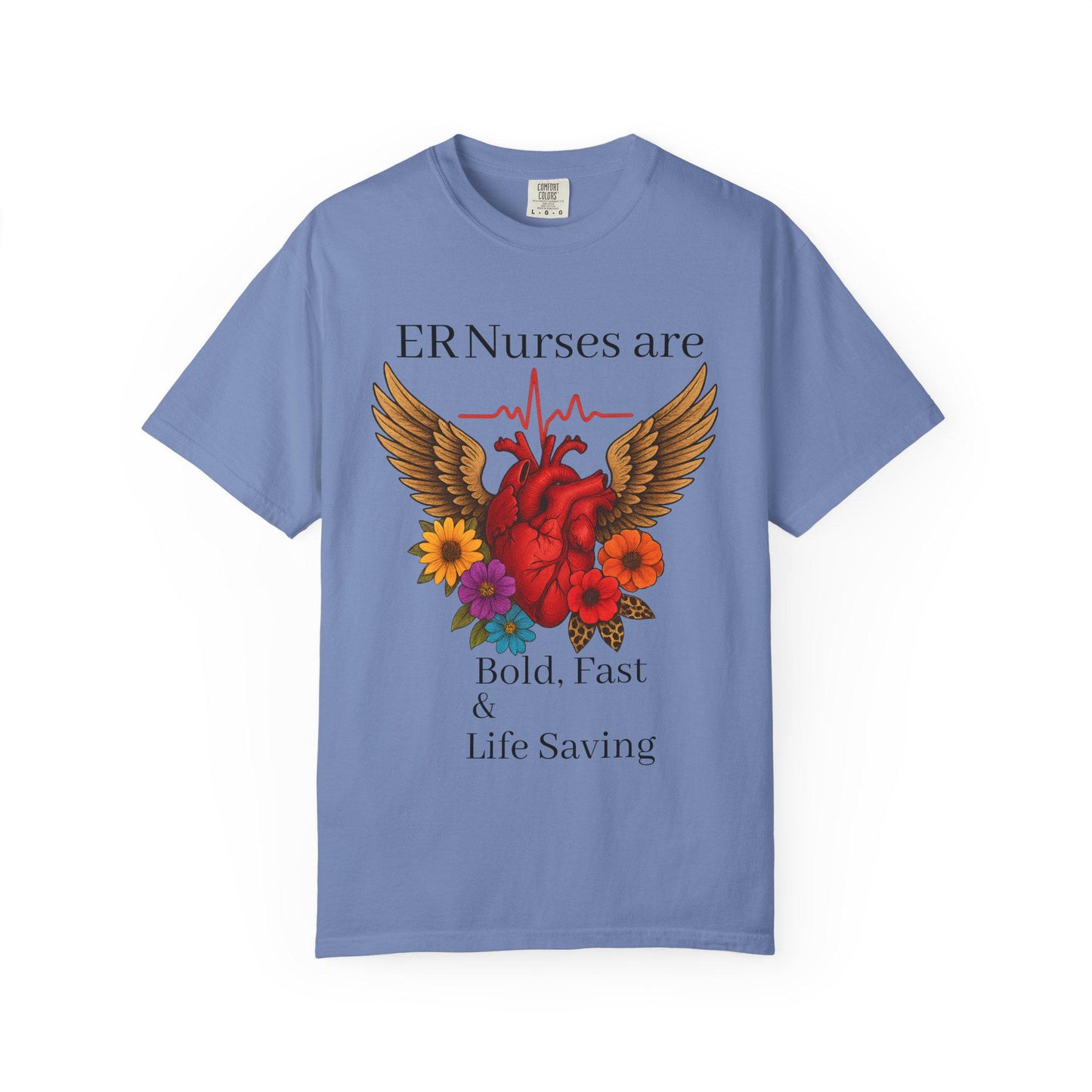 ER Nurse Floral Heart Graphic Tee, Unisex Cotton T-Shirt