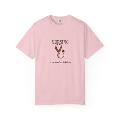 Nursing Floral T-Shirt, Unisex Garment-Dyed Tee for Nurses, Nursing Gifts, Healthcare Worker Apparel, Floral Design Top
