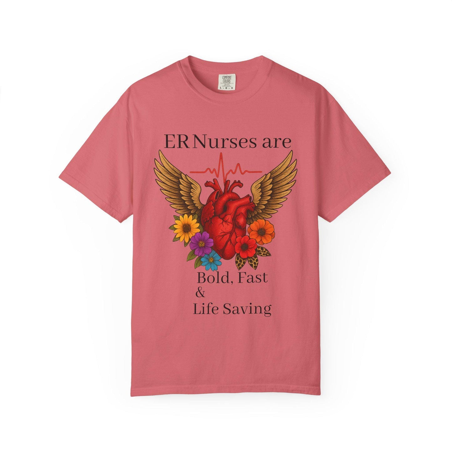 ER Nurse Floral Heart Graphic Tee, Unisex Cotton T-Shirt