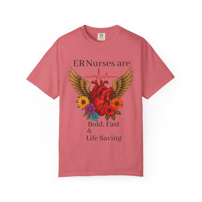 ER Nurse Floral Heart Graphic Tee, Unisex Cotton T-Shirt